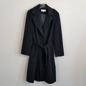 Calvin Klein Wool Blend Coat Size 14 Snap Front Black